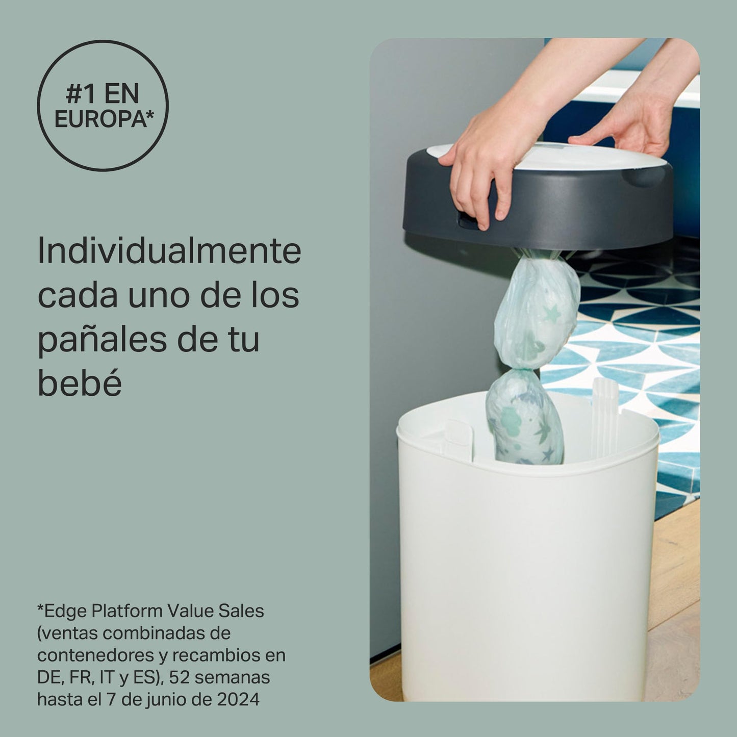Tommee Tippee - Contenedor para Pañales Avanzado Twist and Click, Nuevo Sistema Ecológico, Incluye 12 Recambios con Película GREENFILM, Blanco