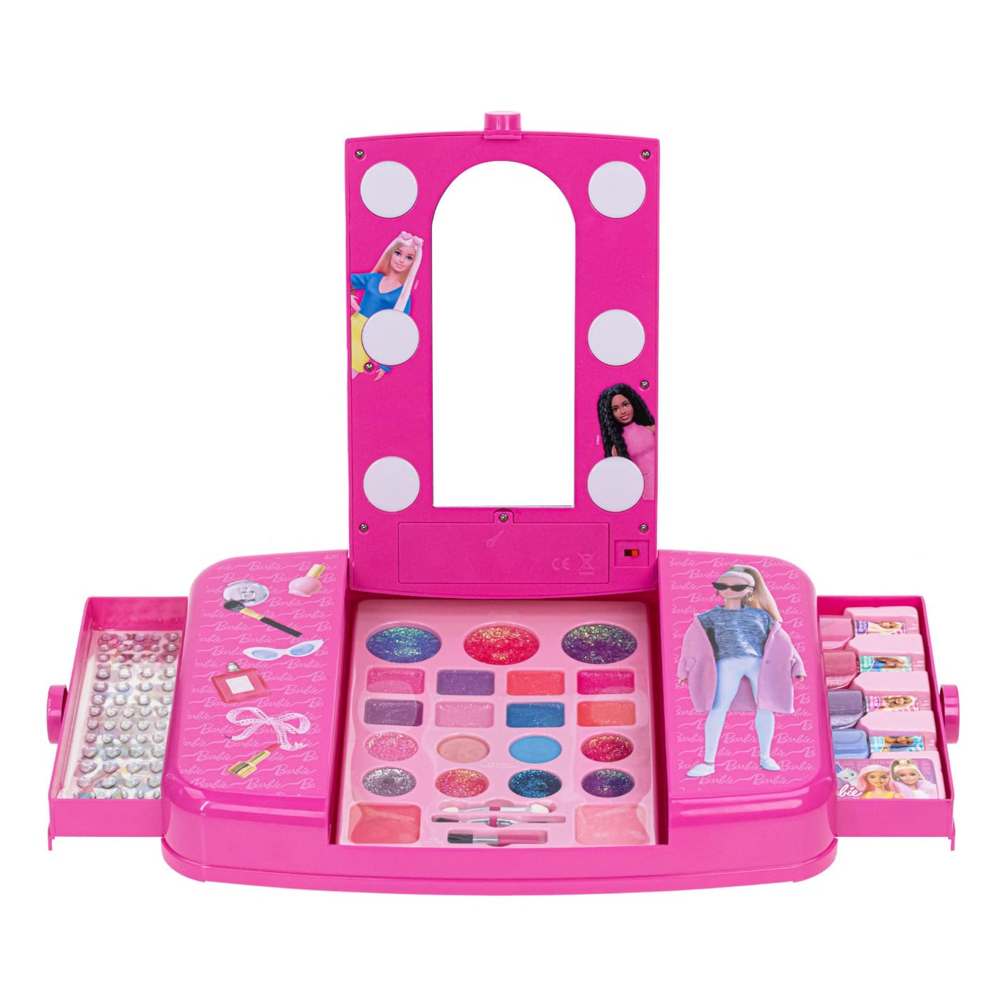 Barbie Set de Maquillaje con Espejo Luminoso Gloss y Esmalte.
