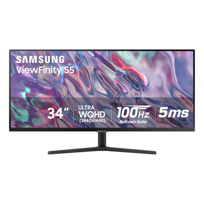 SAMSUNG 34" ViewFinity S50GC Series Ultra-WQHD Monitor, 100Hz, 5ms, HDR10, AMD FreeSync, Eye Care, Borderless Design, PIP, PBP, LS34C502GANXZA, 2023, Black