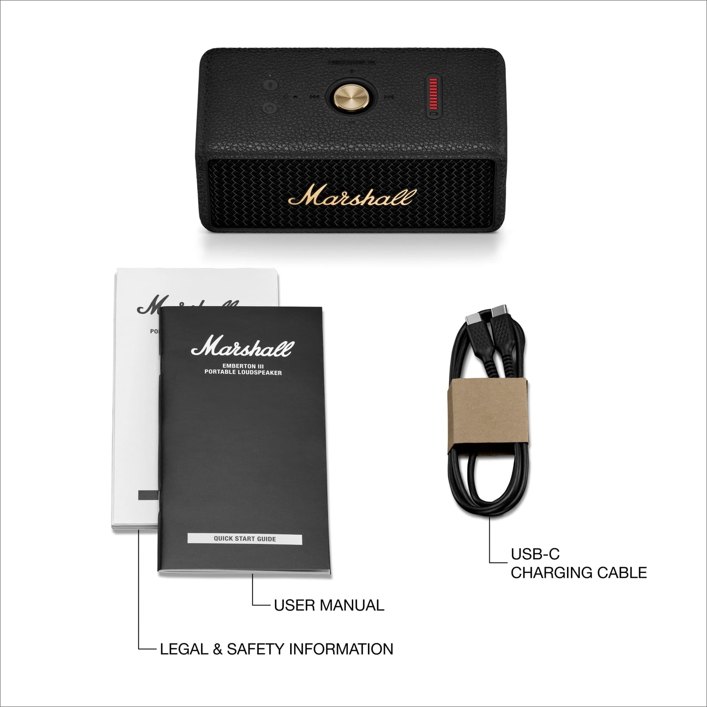 Marshall Emberton III Portable Bluetooth Speaker - Rugged Waterproof IP67 Design | Loud Stereo Sound, Deep Bass with 32+ Hr Playtime | Compact and Wireless for Travel and Outdoors - Black & Brass