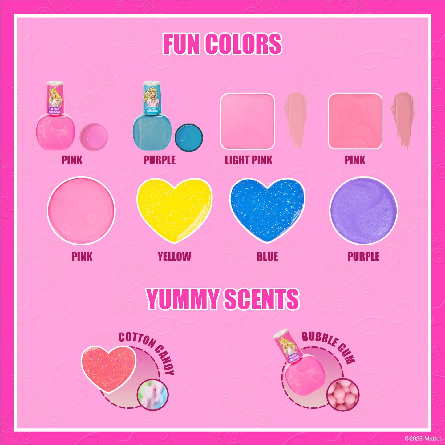 Barbie Set de Maquillaje con Espejo Luminoso Gloss y Esmalte.