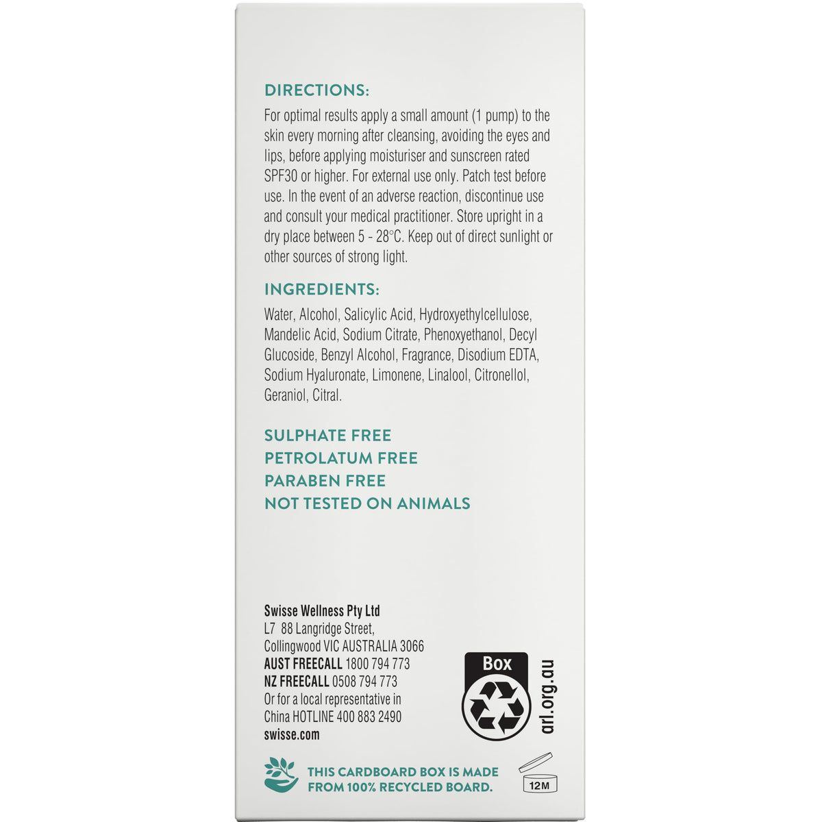 Swisse Skincare BHA 2% Clear Skin A.M. Balance Serum 30ml