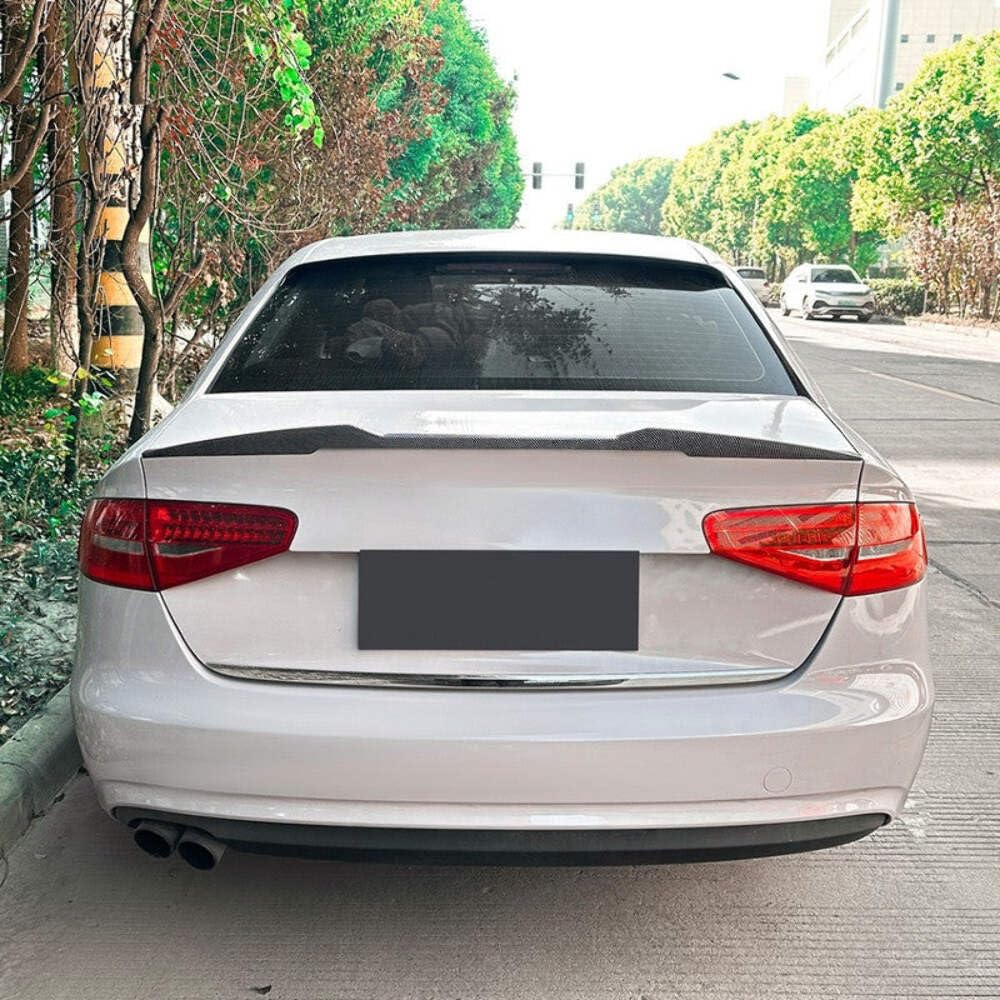 Car Craft Compatible With Audi A4 S4 B8 2009-2016 Rear Trunk Boot Roof Wing Lip Spoiler Splitter Skirts Zst-910 Carbon Fiber Look CC-7128