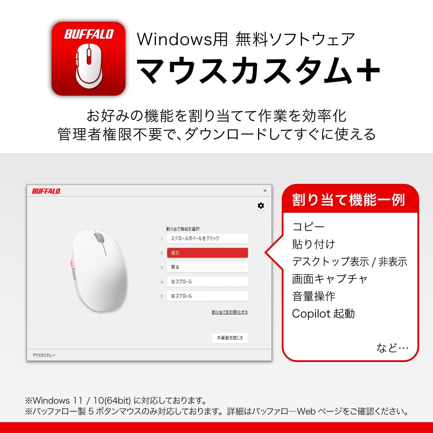 バッファロー マウス ワイヤレス 静音 5ボタン dpi切替 BlueLED ベージュピンク BSMBW325BP