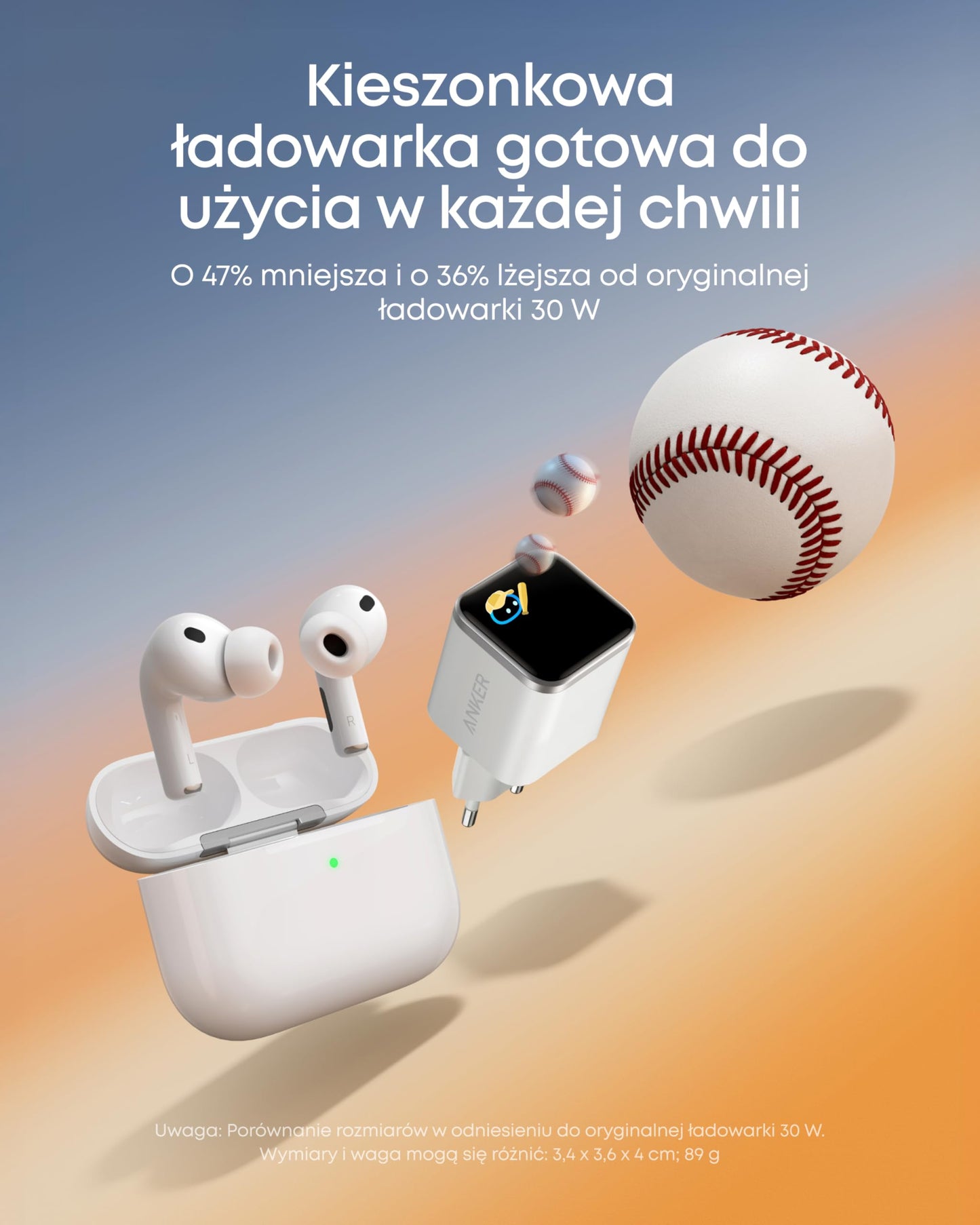 Anker ładowarka USB-C Nano, 45 W, inteligentny wyświetlacz, GaN