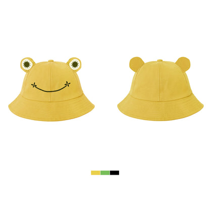 SAOROPEB Frog Hat for Adult Teens, Cute Bucket Hat, Cotton Funny Fisherman Men Women Yellow