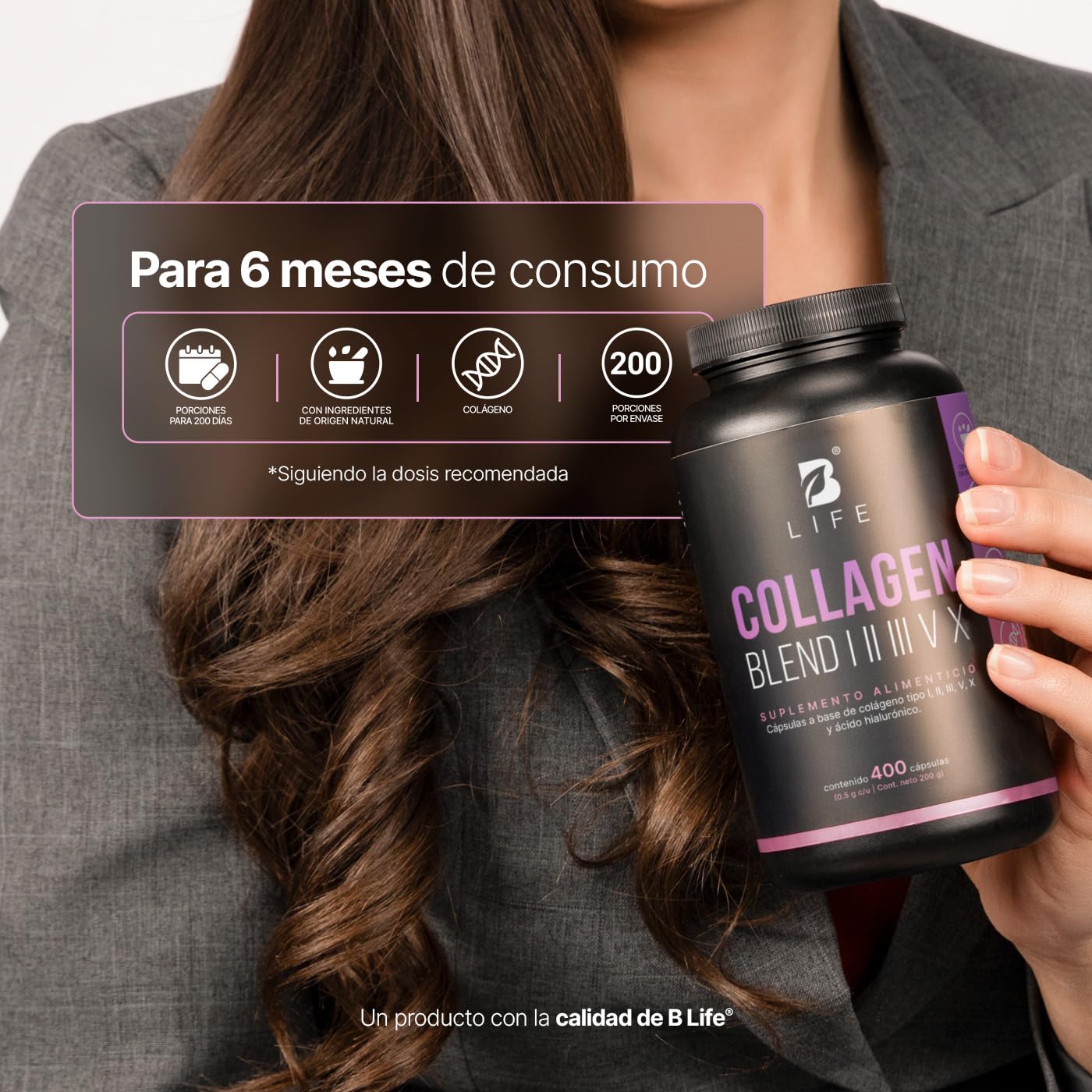 B Life Mezcla de Colágenos Tipo I, II, III, V y X 200 cápsulas
