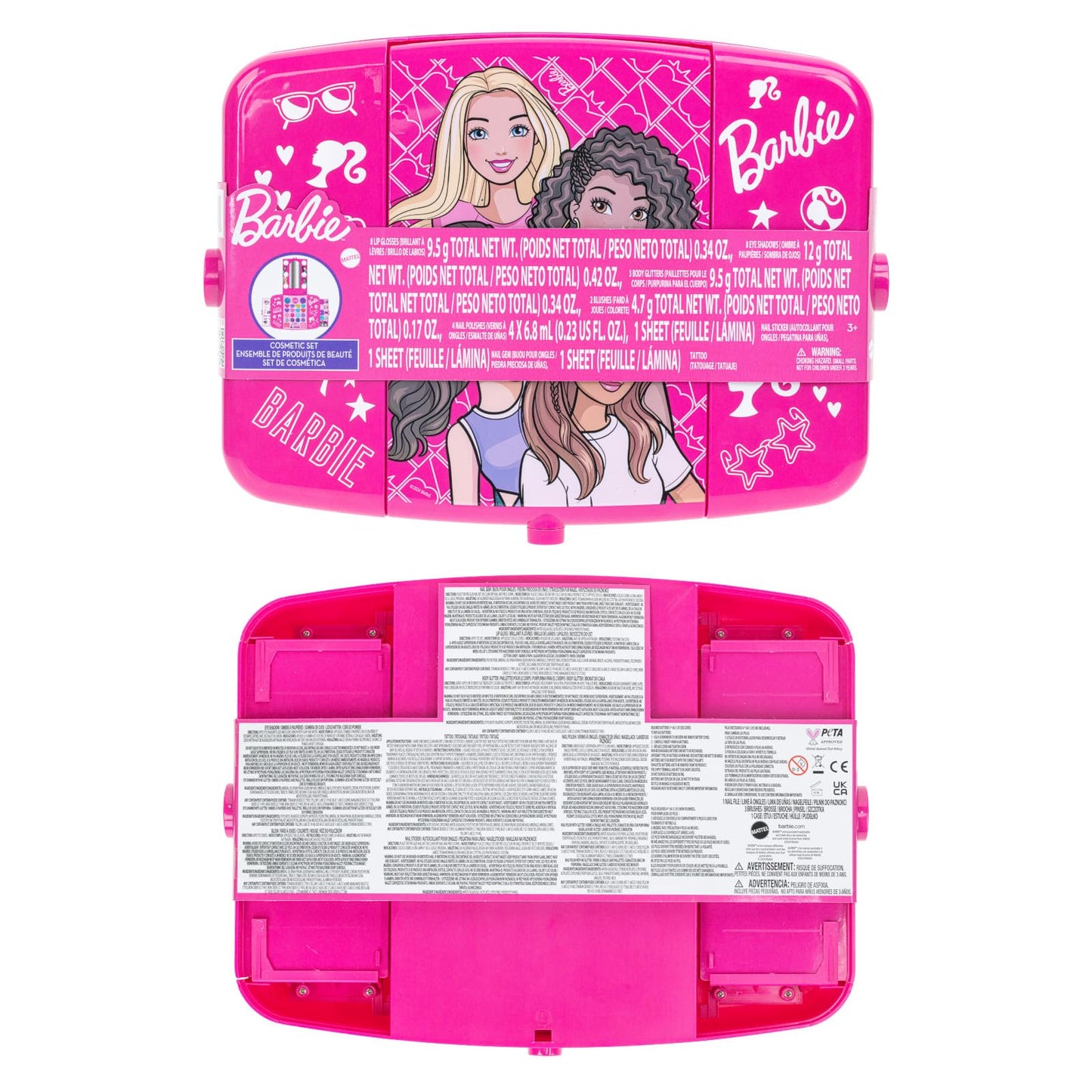 Barbie Set de Maquillaje con Espejo Luminoso Gloss y Esmalte.