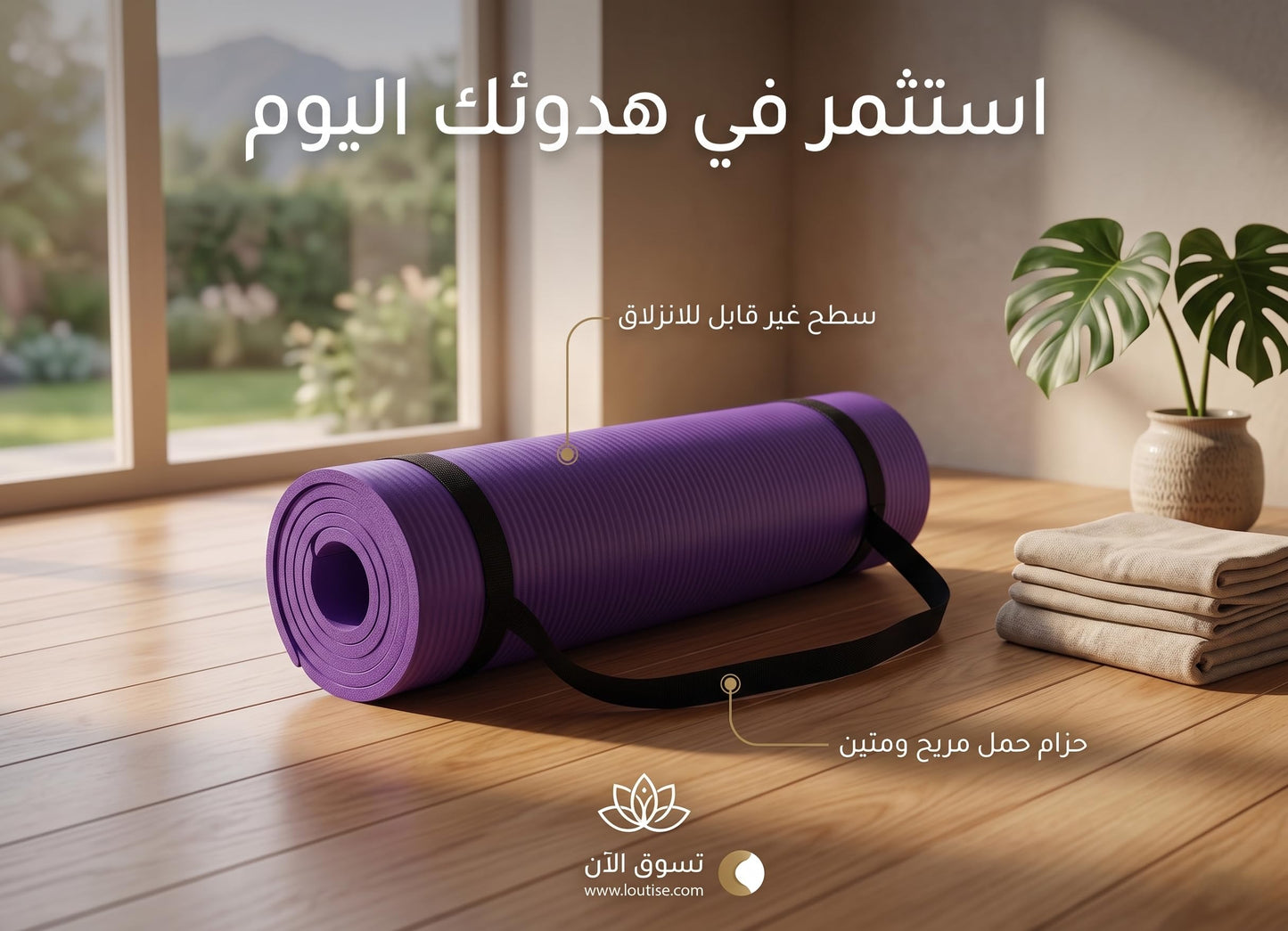 بساط يوغا احترافي بريمو بلس مع حزام للحمل، مصنوع من إسفنج عالي الجودة، يوفر سطحًا مانعًا للانزلاق وراحة فائقة لممارسة التمارين الرياضية في المنزل أو النادي الرياضي ولأنشطة اللياقة البدنية