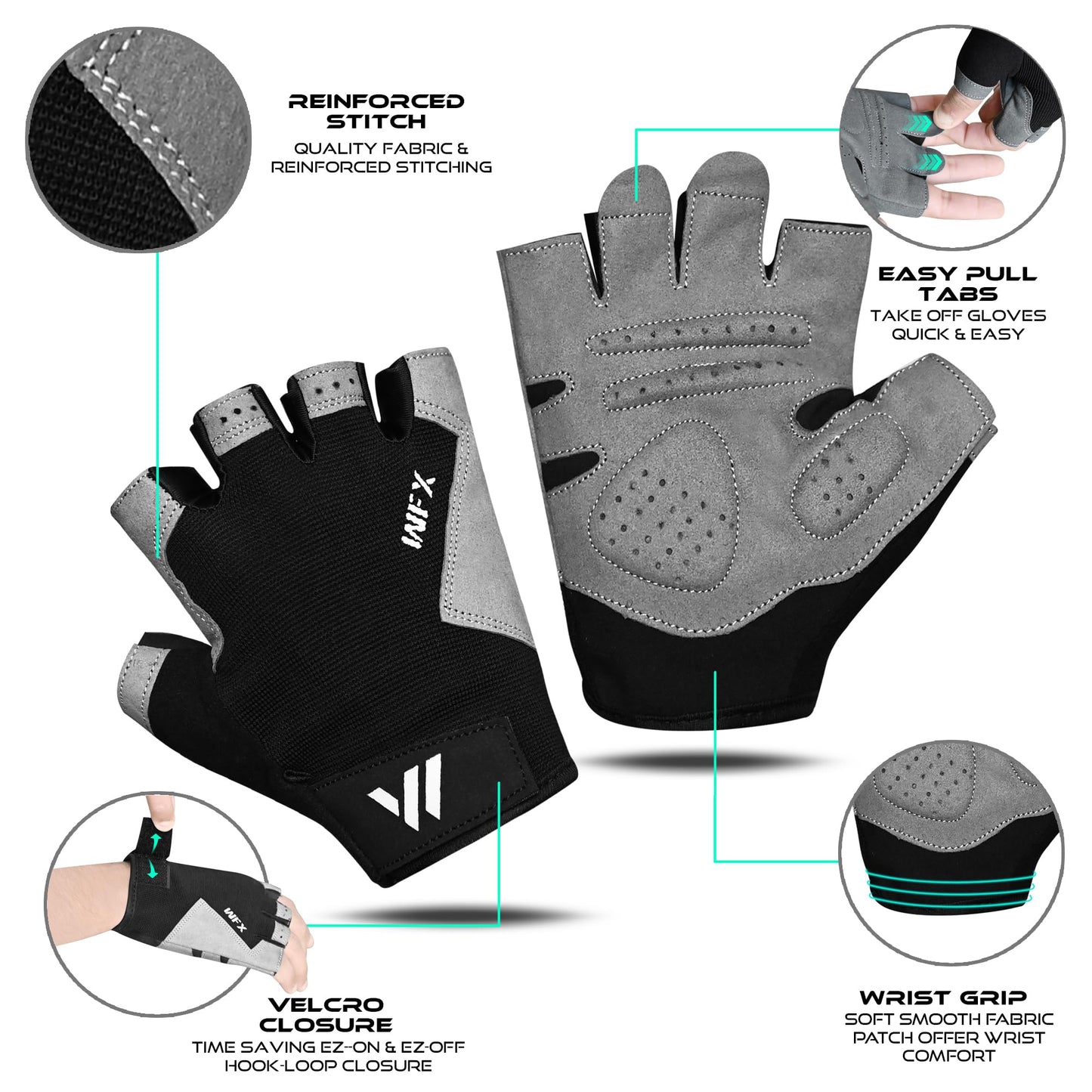 WESTWOOD FOX Guantes de Gimnasio para Entrenamiento físico, Antideslizantes, con absorción de Impactos, para Levantamiento de Pesas,sin Dedos, Ciclismo y Ejercicio. (Sin Pulsera, S)