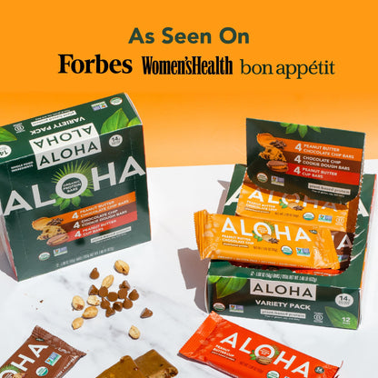 ALOHA Organic Plant Based Protein Bars - 3 Flavor Variety Pack - 12 Count, 1.98oz Bars - Vegan Snacks, Low Sugar, Gluten-Free, Low Carb, Paleo, Non-GMO, Stevia-Free, No Sugar Alcohol Sweeteners