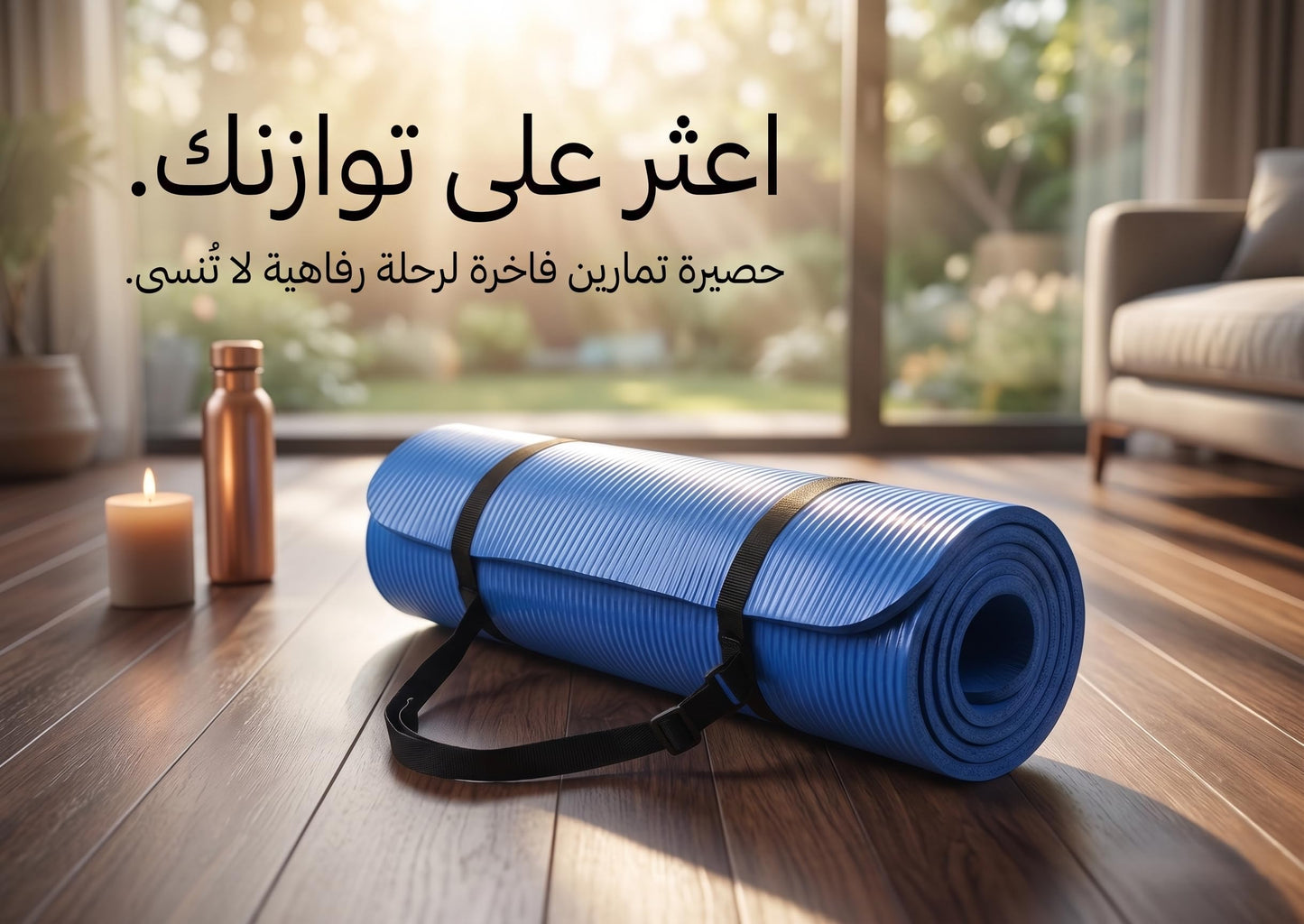 بساط يوغا احترافي بريمو بلس مع حزام للحمل، مصنوع من إسفنج عالي الجودة، يوفر سطحًا مانعًا للانزلاق وراحة فائقة لممارسة التمارين الرياضية في المنزل أو النادي الرياضي ولأنشطة اللياقة البدنية