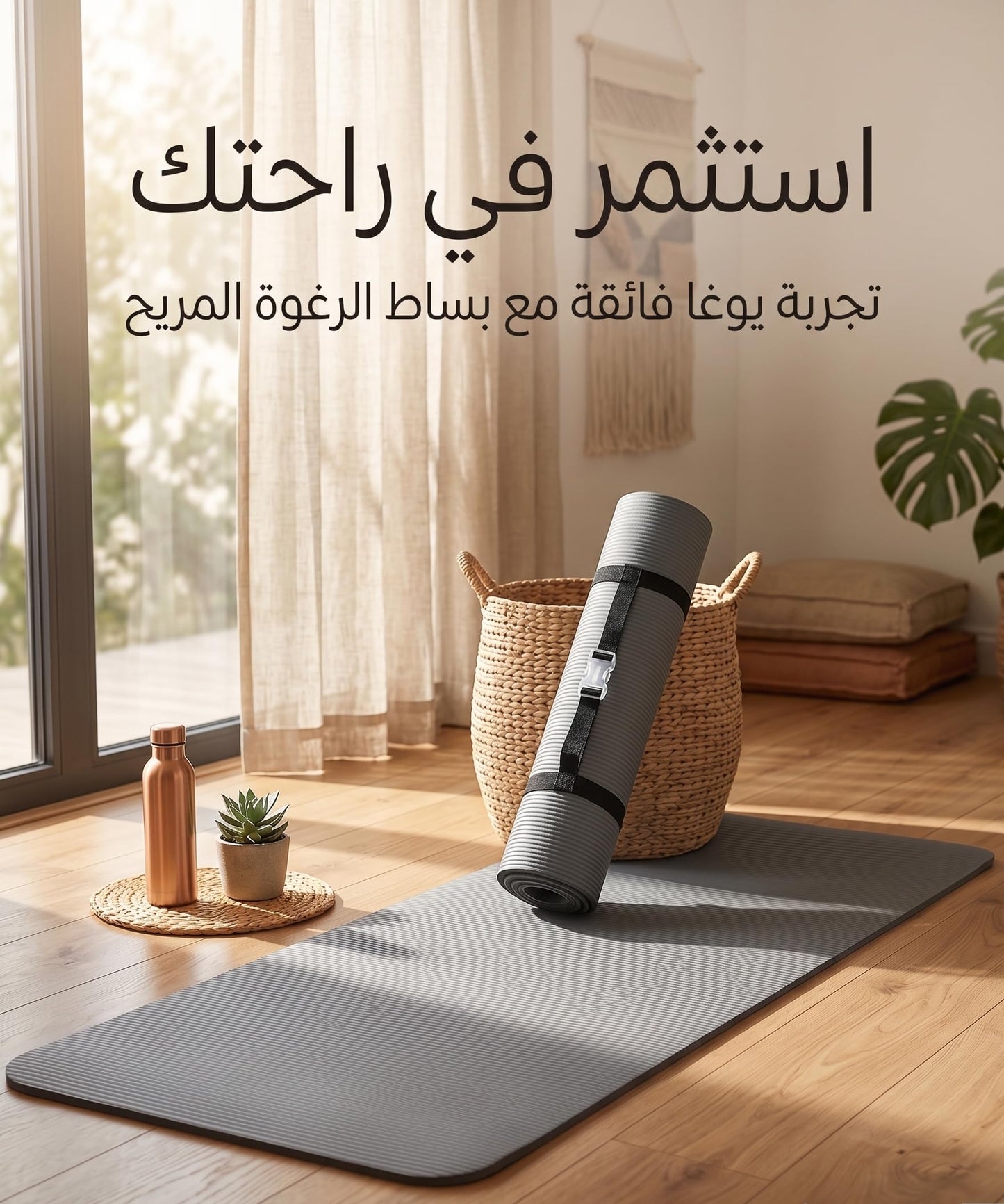بساط يوغا احترافي بريمو بلس مع حزام للحمل، مصنوع من إسفنج عالي الجودة، يوفر سطحًا مانعًا للانزلاق وراحة فائقة لممارسة التمارين الرياضية في المنزل أو النادي الرياضي ولأنشطة اللياقة البدنية