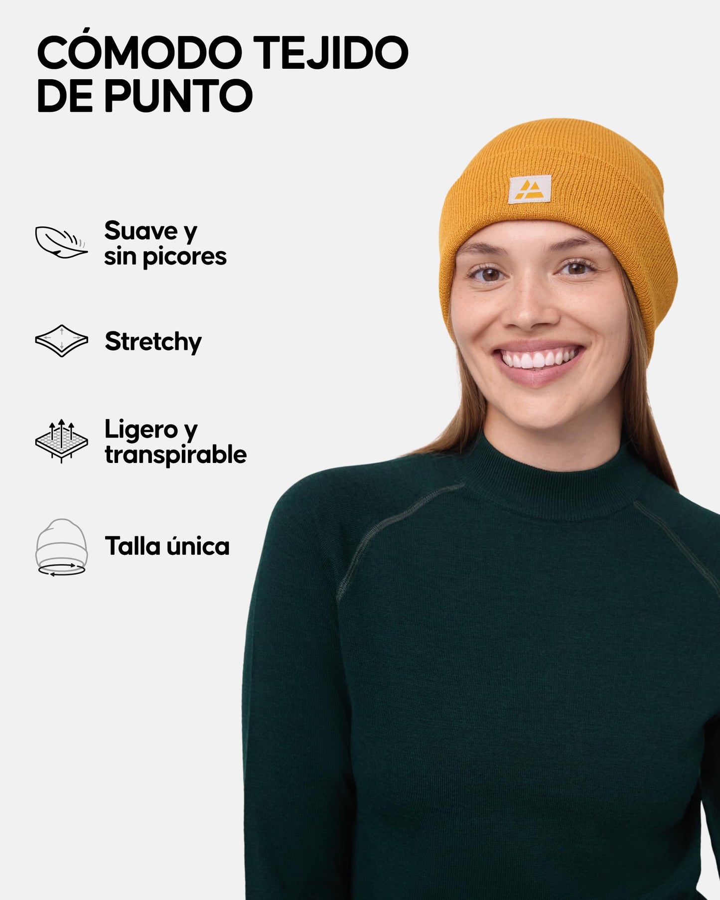 DANISH ENDURANCE Gorro de Punto Estilo Beanie, Mostaza, Talla única