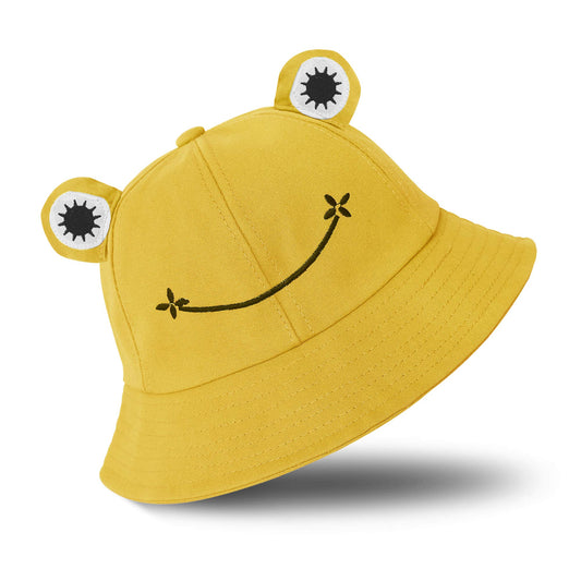SAOROPEB Frog Hat for Adult Teens, Cute Bucket Hat, Cotton Funny Fisherman Men Women Yellow