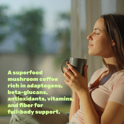 Organic Mushroom Coffee, 10oz – 10 Adaptogenic Mushrooms with Arabica Coffee + MCT Oil for Smooth Flavor – Turkey Tail, Lions Mane, Cordyceps, Chaga, Reishi – Immune, Energy,& Brain Support Supplement