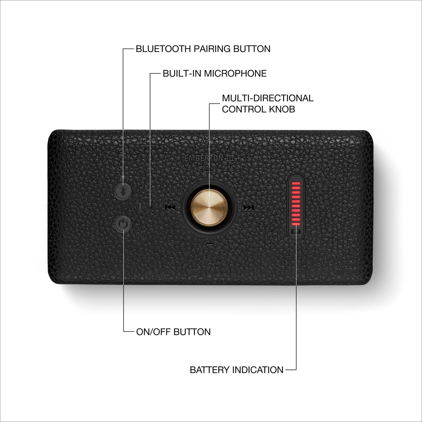 Marshall Emberton III Portable Bluetooth Speaker - Rugged Waterproof IP67 Design | Loud Stereo Sound, Deep Bass with 32+ Hr Playtime | Compact and Wireless for Travel and Outdoors - Black & Brass