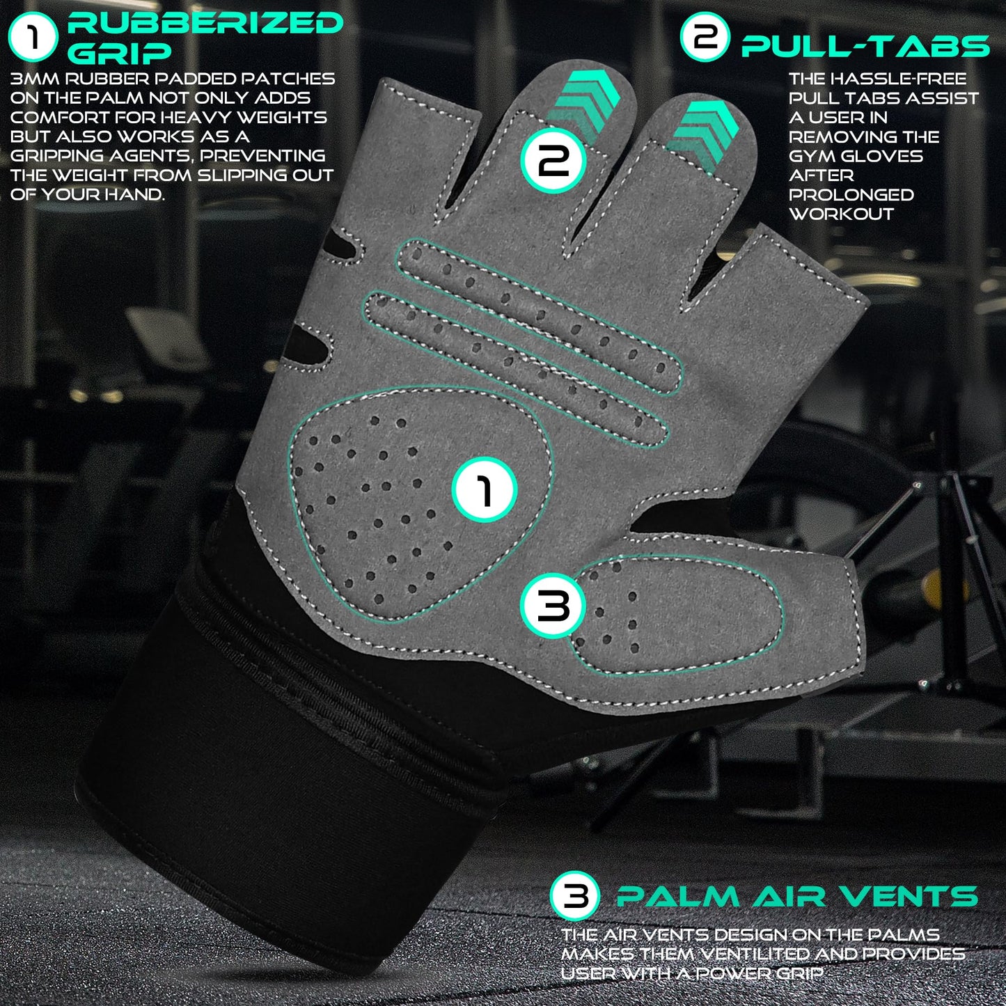 WESTWOOD FOX Guantes de Gimnasio para Entrenamiento físico, Antideslizantes, con absorción de Impactos, para Levantamiento de Pesas,sin Dedos, Ciclismo y Ejercicio. (Sin Pulsera, S)