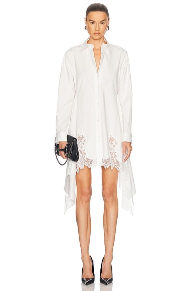 Lace Cascade Front Shirt Dress