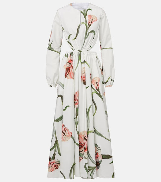 Macro Carnation cutout poplin maxi dress