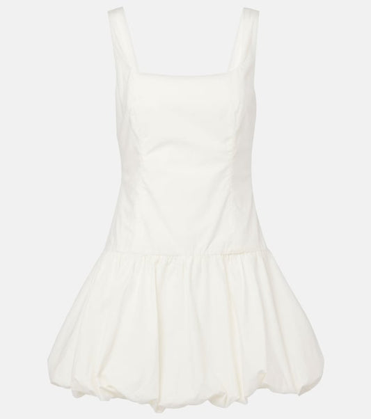 Gathered cotton poplin minidress
