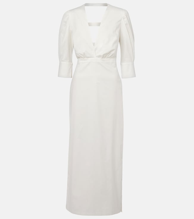 Puff-sleeve cotton maxi dress