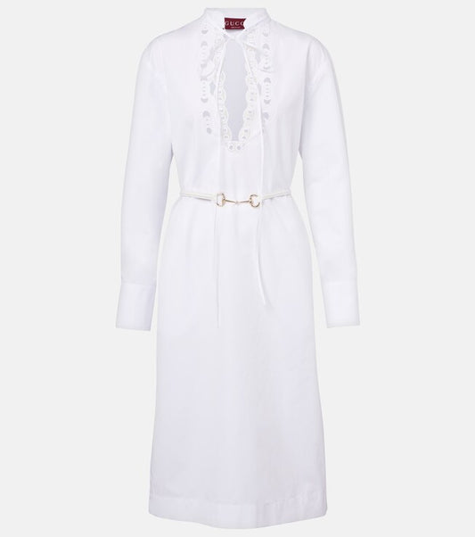 Horsebit cotton poplin midi dress