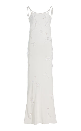 Pearl-Embroidered Silk Maxi Slip Dress