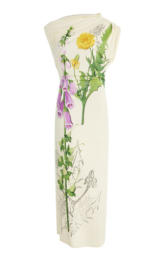 Foxglove-Printed Midi Dress