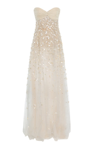 Mother Of Pearl-Embellished Tulle Gown