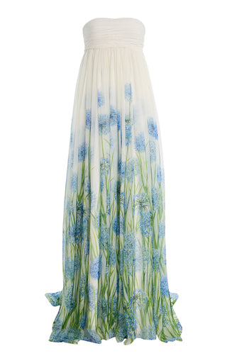 Allium-Printed Silk-Chiffon Gown