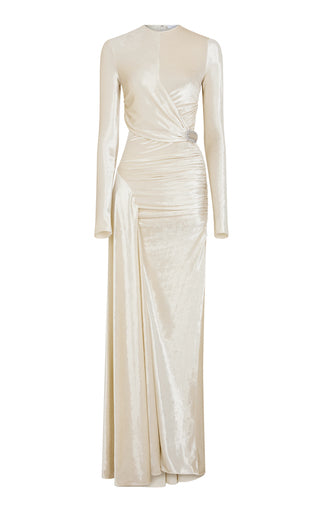 Stretch-Velvet Cutout Gown