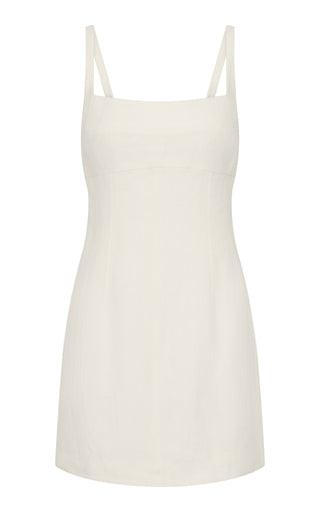 Square-Neck Linen Mini Dress