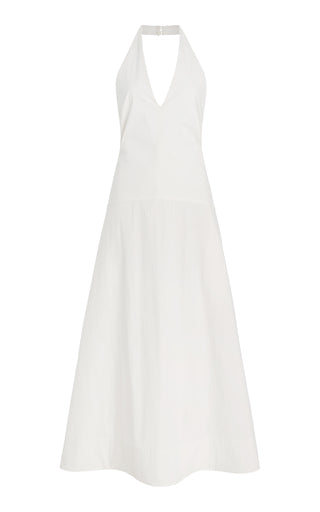 Cotton-Blend Halter Midi Dress