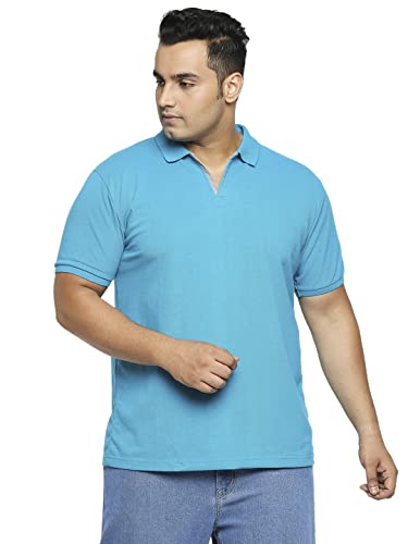 Wear Your Opinion Men's Slim Fit Polo Collar Neck Half Sleeve T-Shirt (TealBlue, XL)