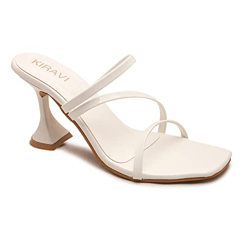 KIRAVI Fairy World White Heels Sandal For Women (numeric_8)