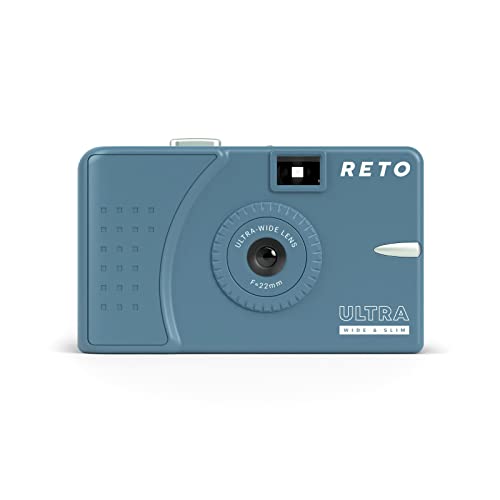 RETO Ultra Wide and Slim 35mm Reusable Daylight Film Camera - 22mm Wide Lens, Focus Free, Light Weight, Easy to Use (Teal)