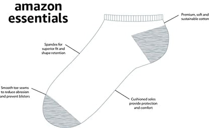 Amazon Essentials Unisex Kids' Cotton Low Cut Sock, Pack of 14, Black, Medium