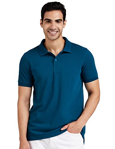 Amazon Brand - Symbol Men's Solid Regular Polo Shirt (AW17MPCP-SINGLE_Fog Teal S)