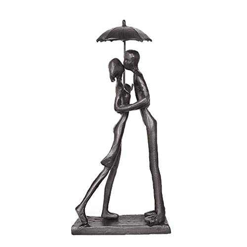 Dreamseden Affectionate Couple Art Iron Sculpture, Passionate Love Statue Romantic Metal Ornament Figurine Home & Office Decoration (Style 1)