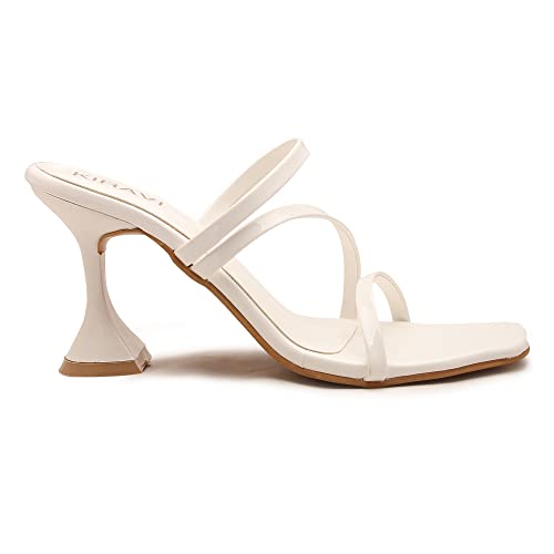 KIRAVI Fairy World White Heels Sandal For Women (numeric_8)