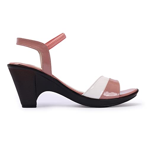 FASHIMO comfort Women’s Heel Sandals, Comfort Slip-on Light Weight Slingback Casual Walking Sandals RK1-Peach-37