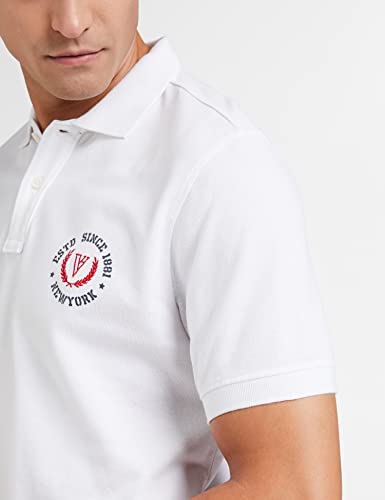 Van Heusen Men Polo T-Shirt - 100% Combed Cotton - Varsity Inspired, Short Sleeve, Dual Coloured Collar_70017_White_XL