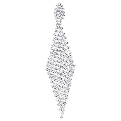 Sparkling Bridal Wedding Prom Rhinestone Tassel Long Dangle Drop Large Gold Color Statement Earrings