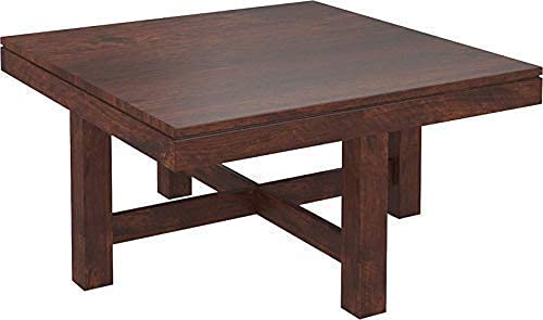 Danewood Solid Sheesham Wood Coffee Table With 4 Stool | Square Centre Table With Stool | Center Table With 4 Stools For Living Room | Patio Table With 4 Puffy For Home | Hotel Lounge Table | Espresso Finish, No Assembly Required