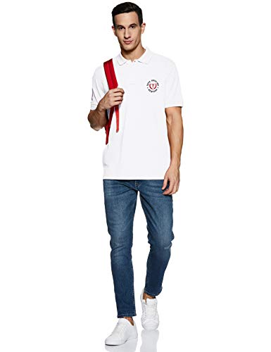 Van Heusen Men Polo T-Shirt - 100% Combed Cotton - Varsity Inspired, Short Sleeve, Dual Coloured Collar_70017_White_XL