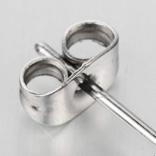 Pair Stainless Steel Open Flat Oval Hoop Huggie Hinged Stud Earrings