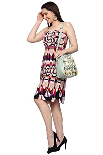 SACCI MUCCI Multipurpose Lunch Bag with Adjustable Strap a Perfect Office Bag for Women 100% Vegan Leather and Coated Duck Canvas Fabric, Lightweight and Durable (Mint Green -Magnolia) -123