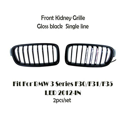 Car Craft 3 Series Grill Compatible With Bmw 3 Series Grill F30 M3 Style Kidney Grill Grille Bumper Grill 2012-2018 Black Led -graphql
