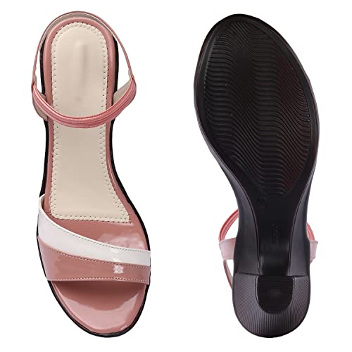 FASHIMO comfort Women’s Heel Sandals, Comfort Slip-on Light Weight Slingback Casual Walking Sandals RK1-Peach-37